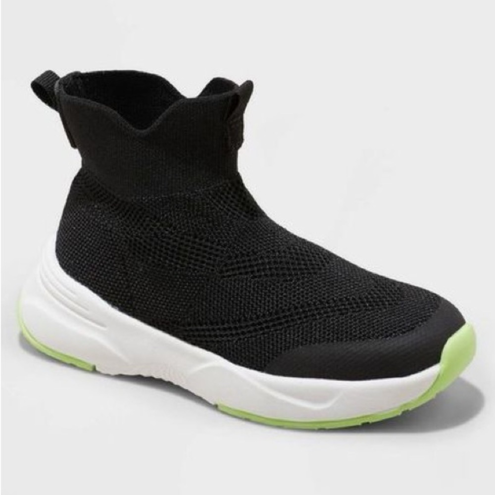 NWT Cat & Jack Ari Sneakers Black High Top Meshed Pull On Toddler Shoes Size 7